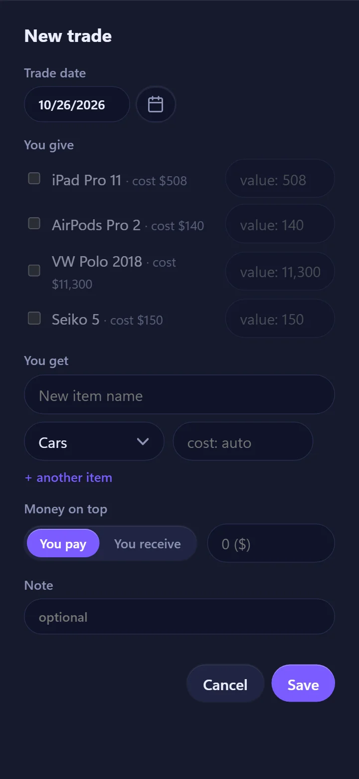 The new trade form